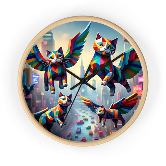 Colorful Cat Wall Clock | Whimsical Cat Decor, Home Decor, Gift for Cat Lovers, Unique Wall Art, Colorful Gift Idea