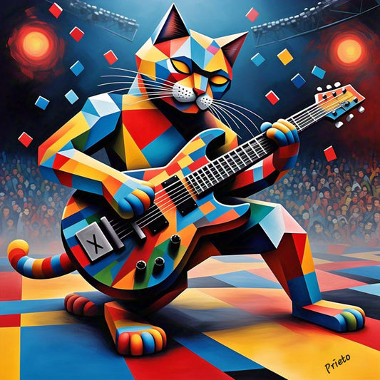 🛍️ 
"Gato Eléctrico - Edición Limitada de Arte Multicolor by Prieto"